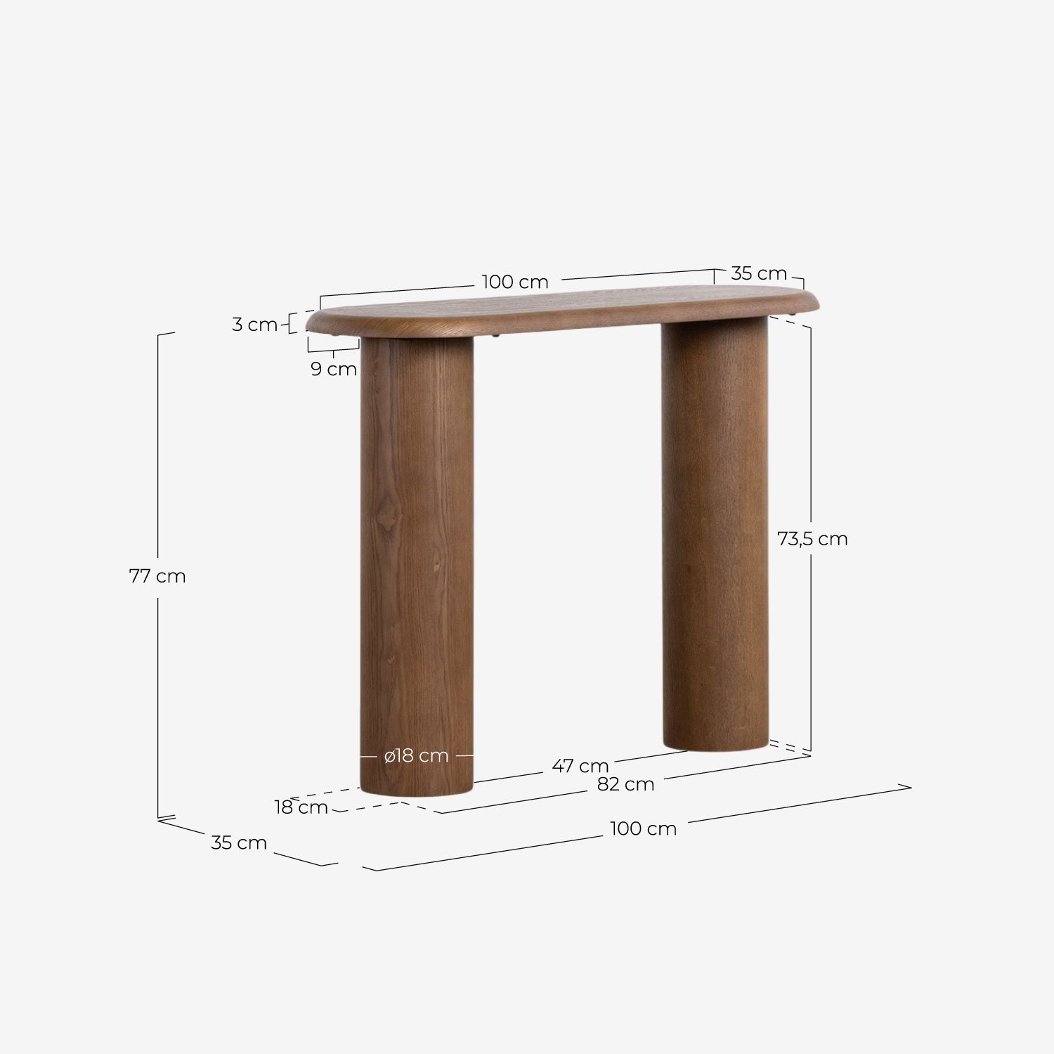 Consolle in Legno (100x35 cm) Alhie, Misure