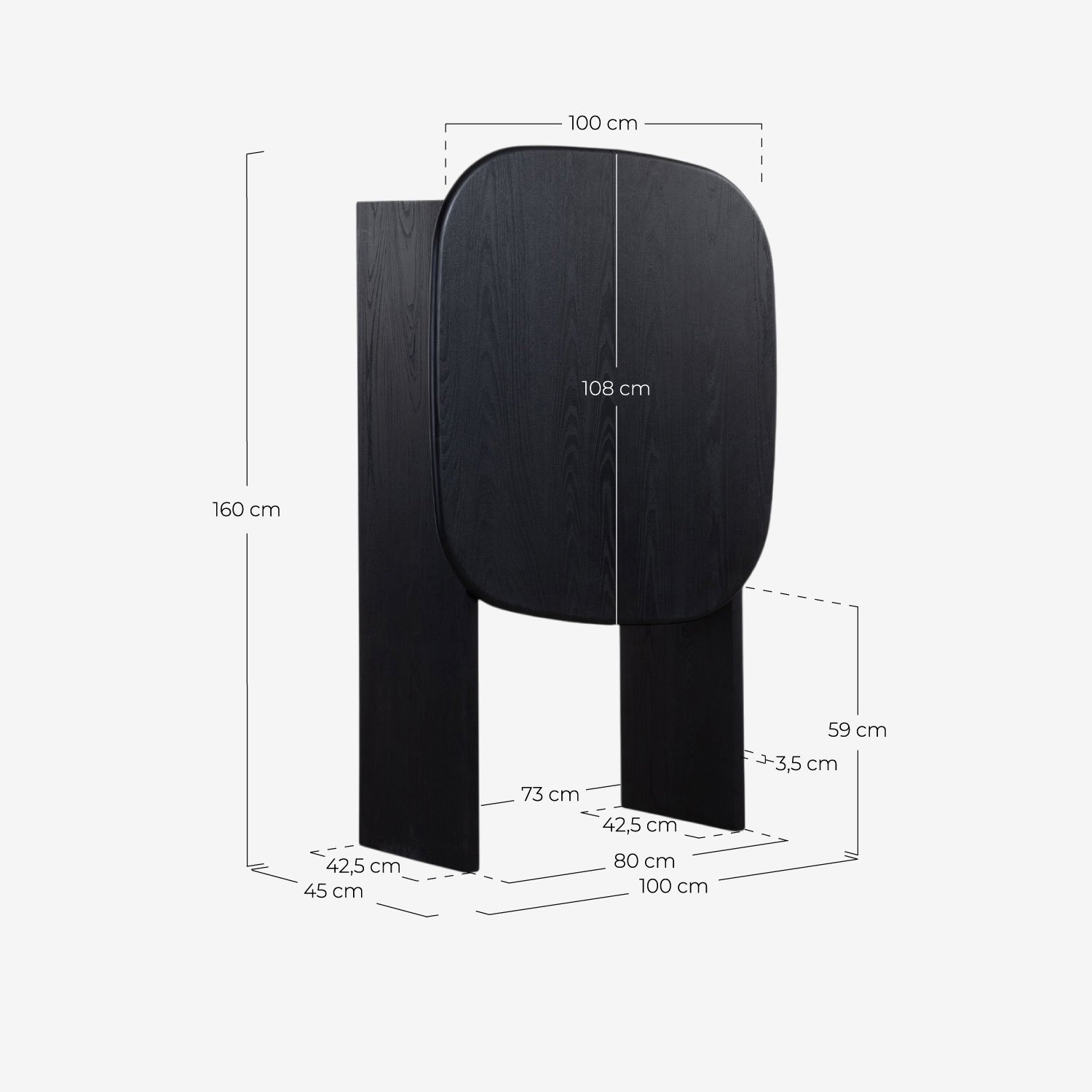 Credenza Alta con 2 Ante in Legno Kuroen, Misure
