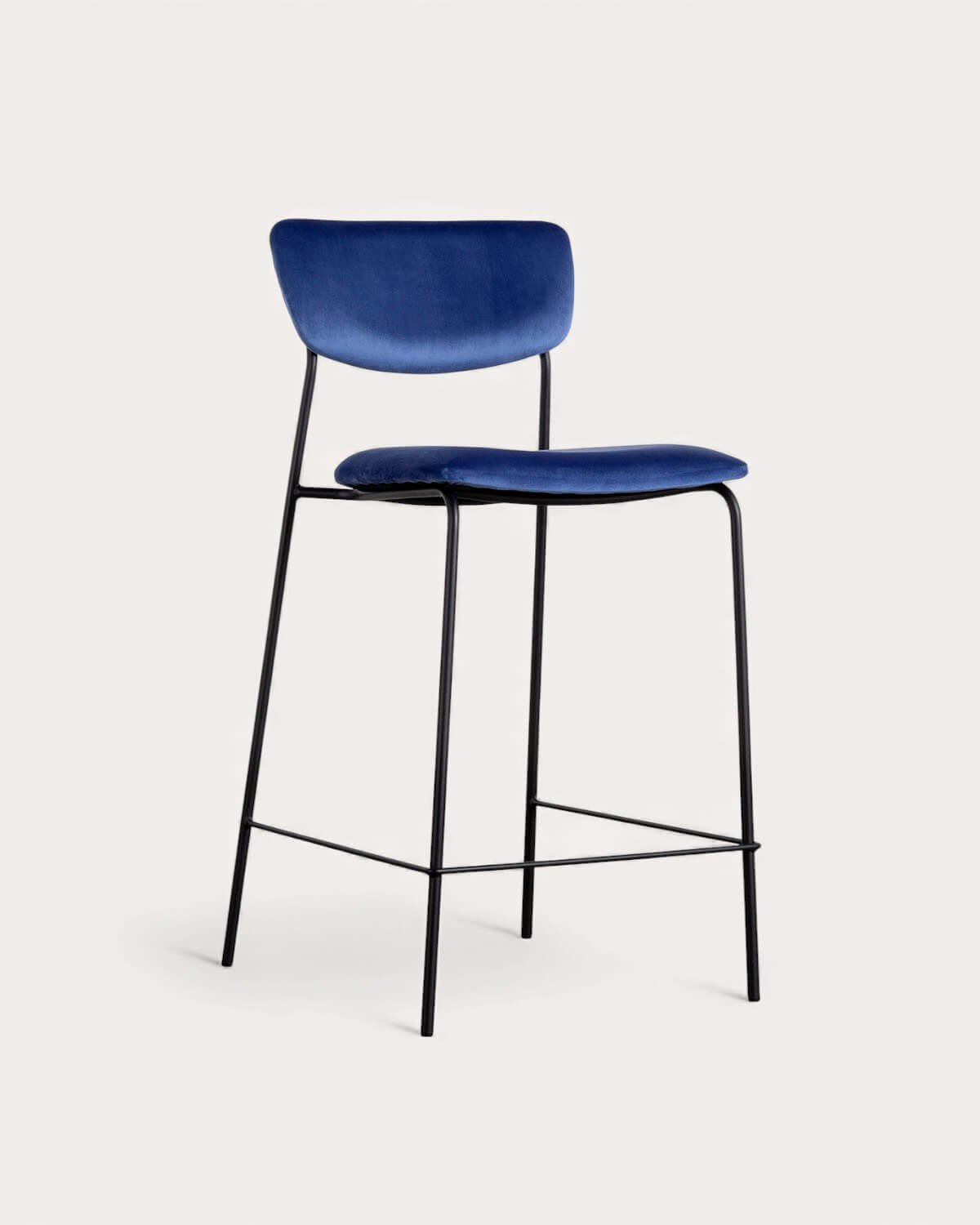 Pack di 2 Sgabelli Alti in Metallo e Velluto (70 cm) Morgan, immagine della galleria 1