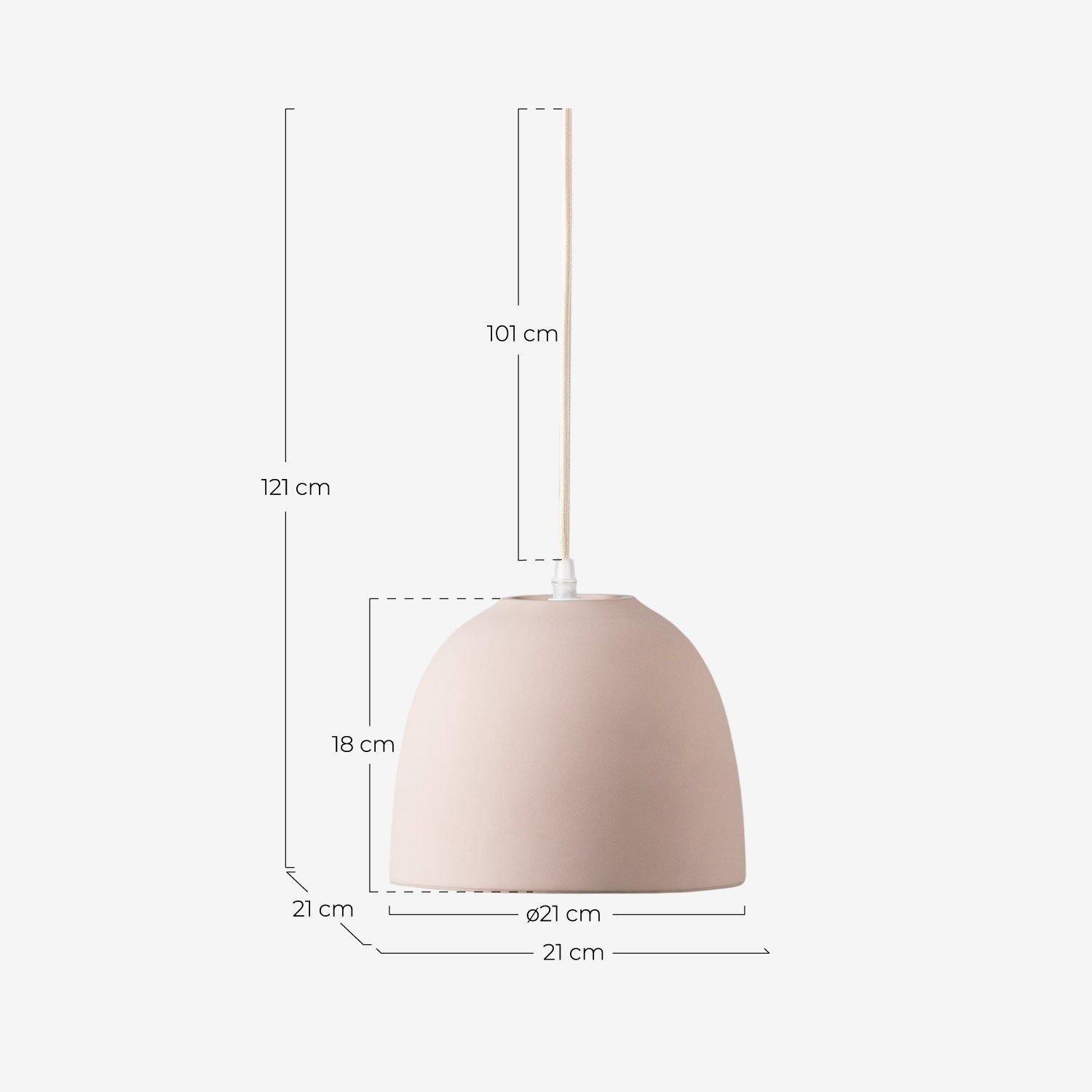 Lampada da Soffitto in Ceramica (Ø21 cm) Beatrix, Misure
