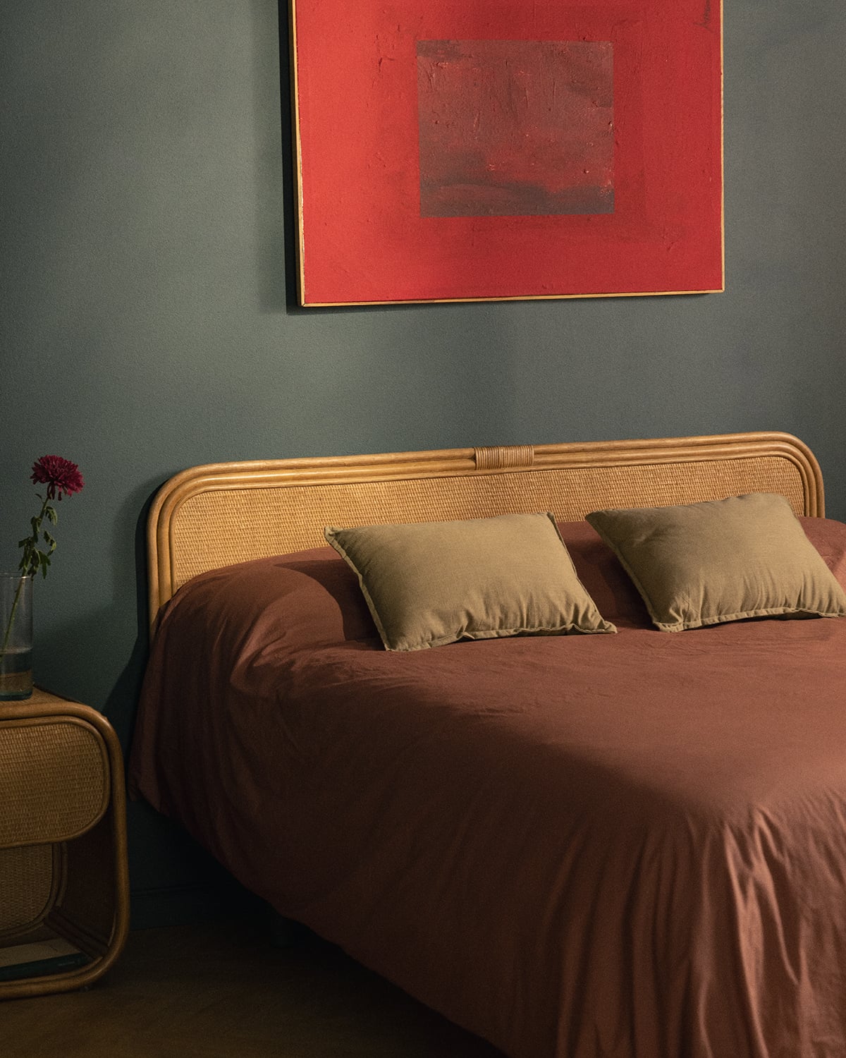 Testiera per letto da 160 cm realizzata in legno e rattan naturale Maisie, immagine della galleria 2