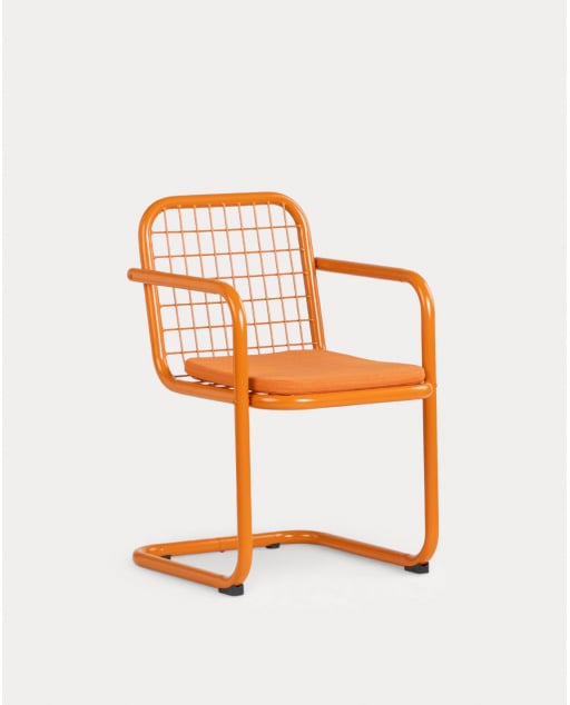 Pack da 2 Sedie da Esterno con Braccioli in Metallo Biaritz