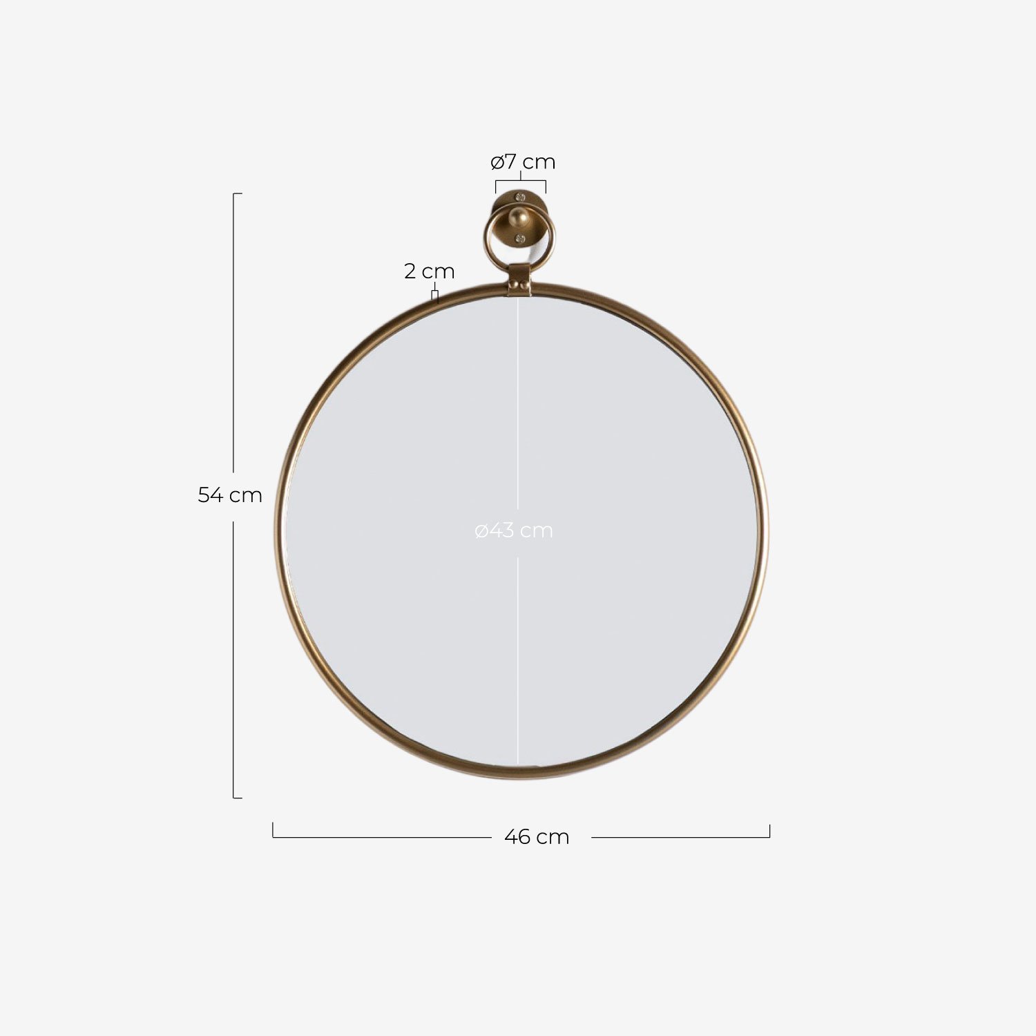 Specchio da Parete Rotondo in Metallo (Ø46 cm) Dario, Misure