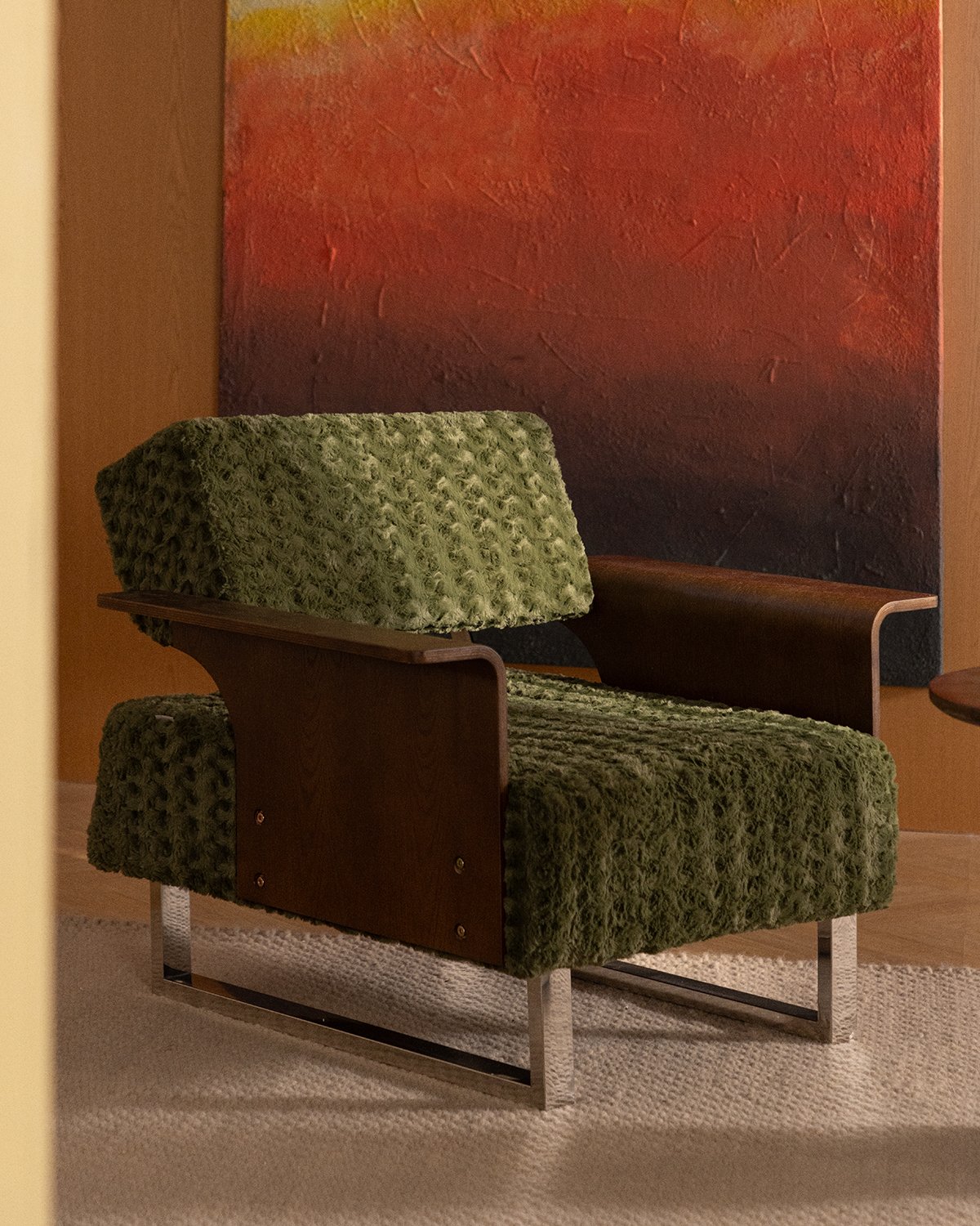 Pack 2 Poltrone Reclinabili con Braccioli in Legno e Tessuto 70s Furry, immagine della galleria 3