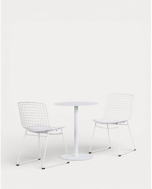 Set di Tavolo da Pranzo Rotondo in Acciaio Denis e 2 Sedie in Acciaio Aras