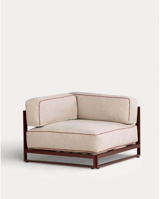 Modulo Angolare da Giardino in Metallo e Tessuto per Divano Modulare Kristen - Beige Seashell