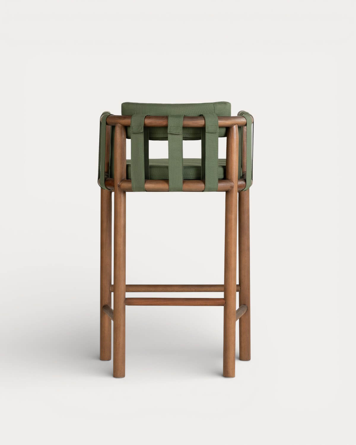 Sgabello alto da esterno Edvard in legno di eucalipto e tessuto (75 cm), immagine della galleria 4