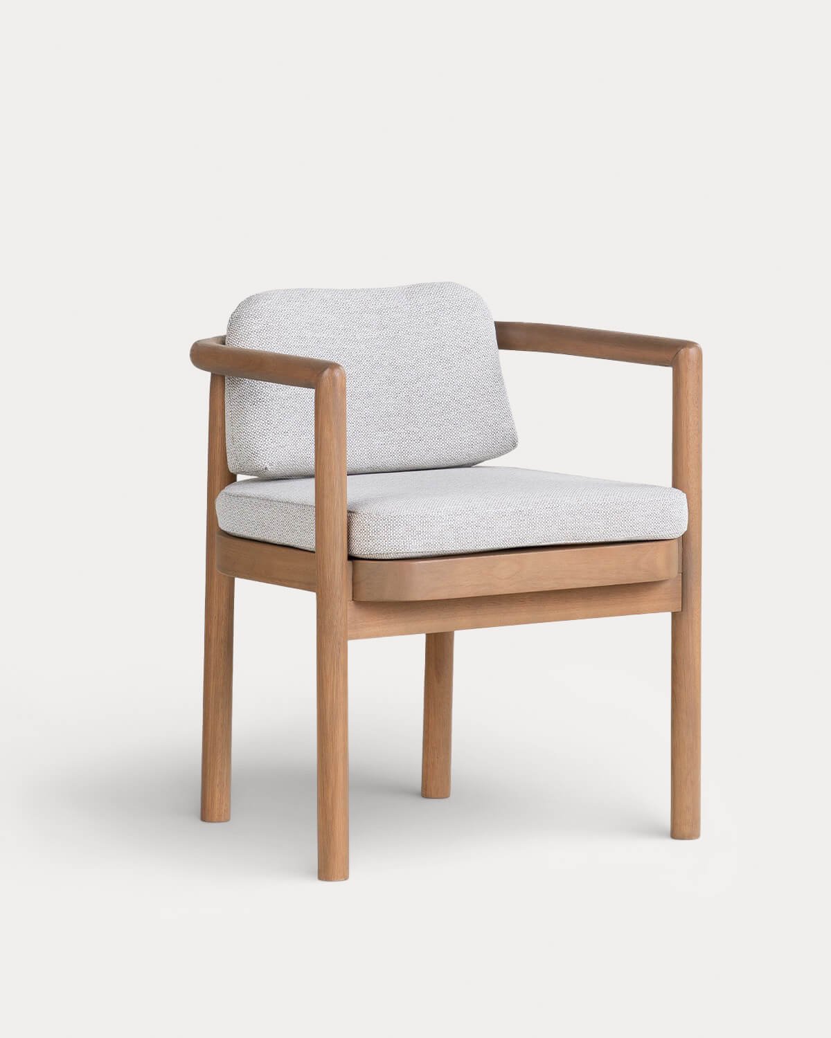 Pack 2 Sedie da Pranzo con Braccioli in Legno di Eucalipto e Tessuto Elnes, immagine della galleria 1