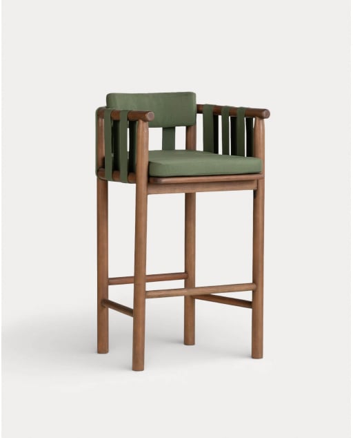 Sgabello Alto da Esterno in Legno di Eucalipto e Tessuto (77 cm) Edvard