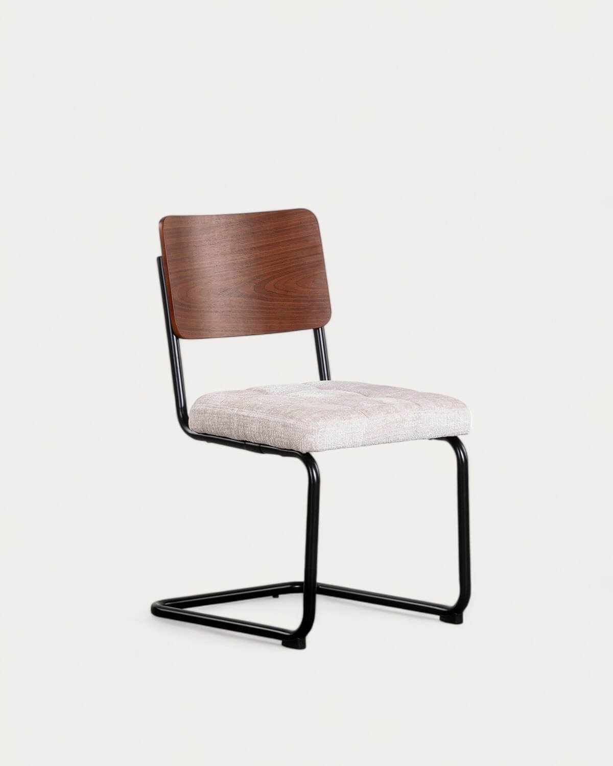 Set di Tavolo da Pranzo Rotondo in Vetro Temperato (Ø140 cm) Kolu e 4 Sedie in Legno e Tessuto Cuba, immagine della galleria 3