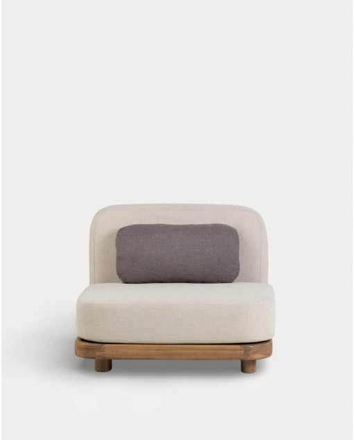 Modulo Centro Giardino in Legno di Acacia e Tessuto per Divano Modulare Redik - Beige Seashell