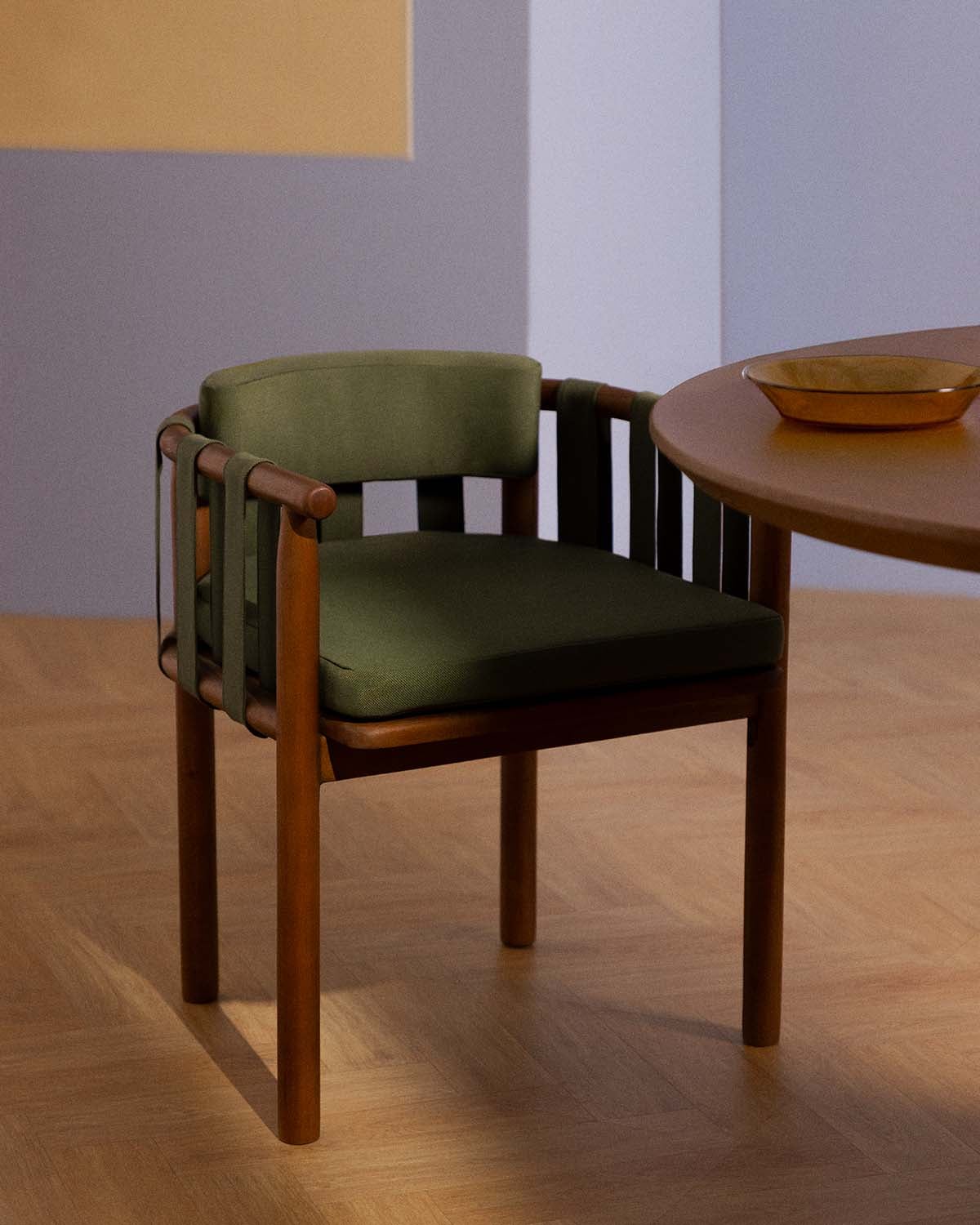 Pack da 4 Sedie da Pranzo con Braccioli in Legno di Eucalipto e Tessuto Edvard, immagine della galleria 3