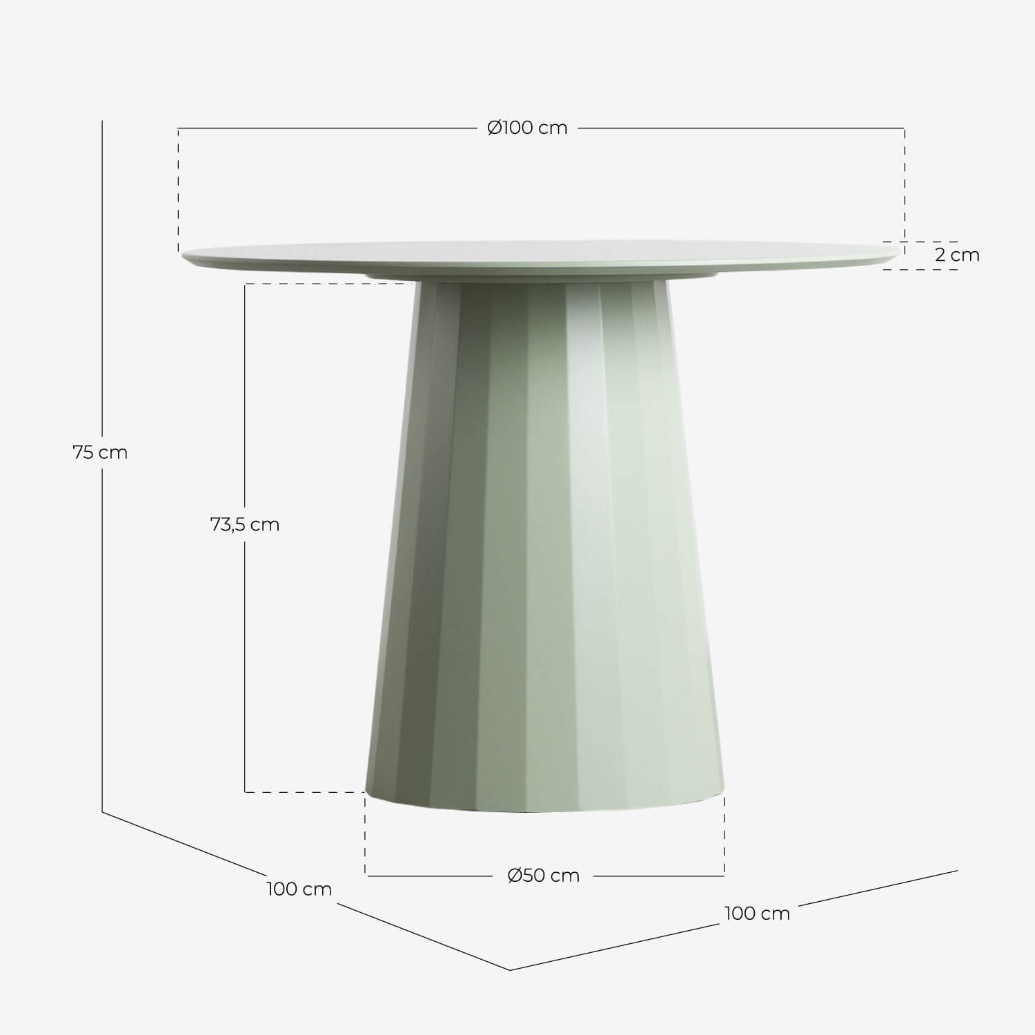 Tavolo da Pranzo Rotondo in Legno e Metallo (Ø100 / Ø120 cm) Irem, Misure