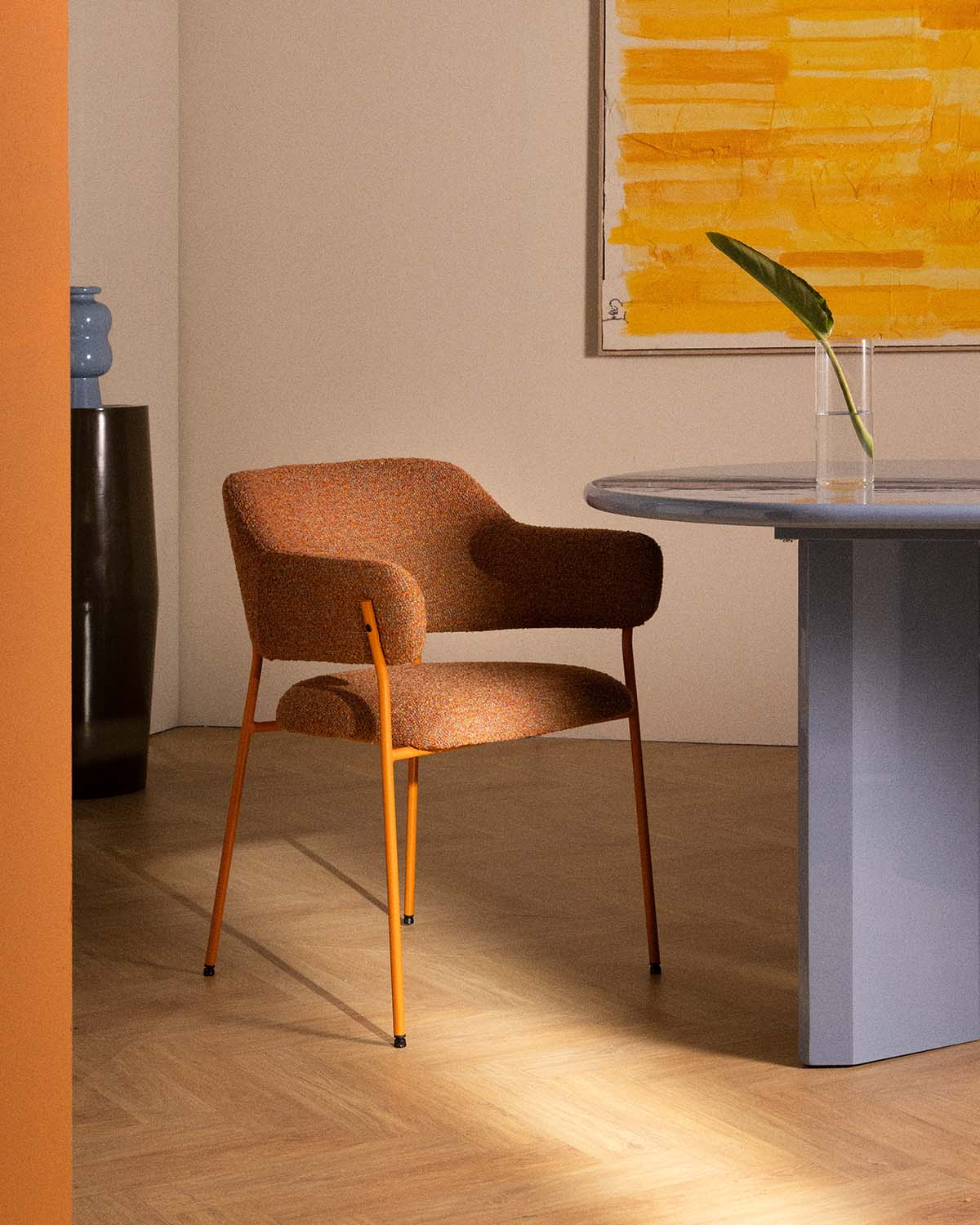 Pack da 2 Sedie da Pranzo con Braccioli in Tessuto e Metallo Stana, immagine della galleria 2