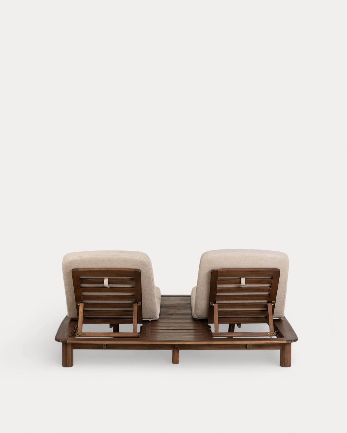 Lettino Prendisole Reclinabile Doppio in Legno di Acacia e Tessuto Dawson, immagine della galleria 5