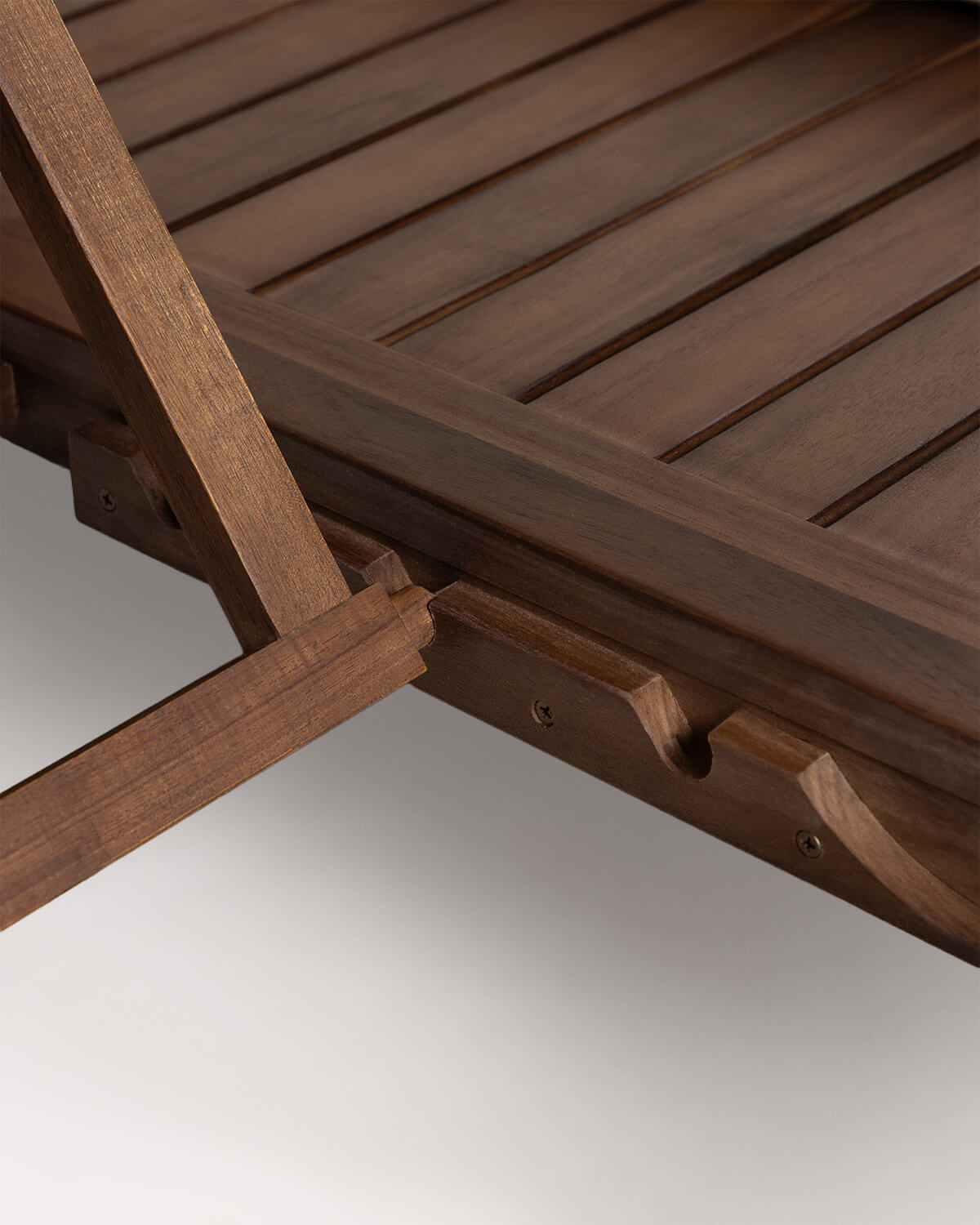 Lettino Prendisole Reclinabile Doppio in Legno di Acacia e Tessuto Dawson, immagine della galleria 9