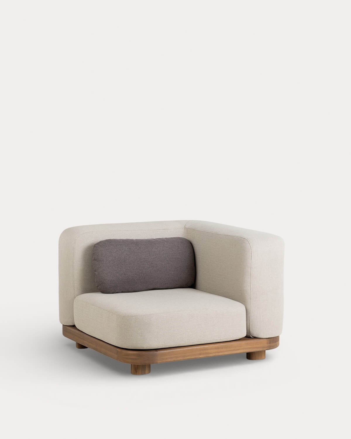 Modulo Angolare da Giardino in Legno di Acacia e Tessuto per Divano Modulare Redik, immagine della galleria 2