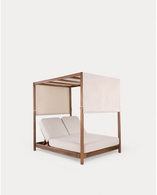 Letto Reclinabile Balinese in Legno di Eucalipto e Tessuto Zoier - Eucalipto Scuro