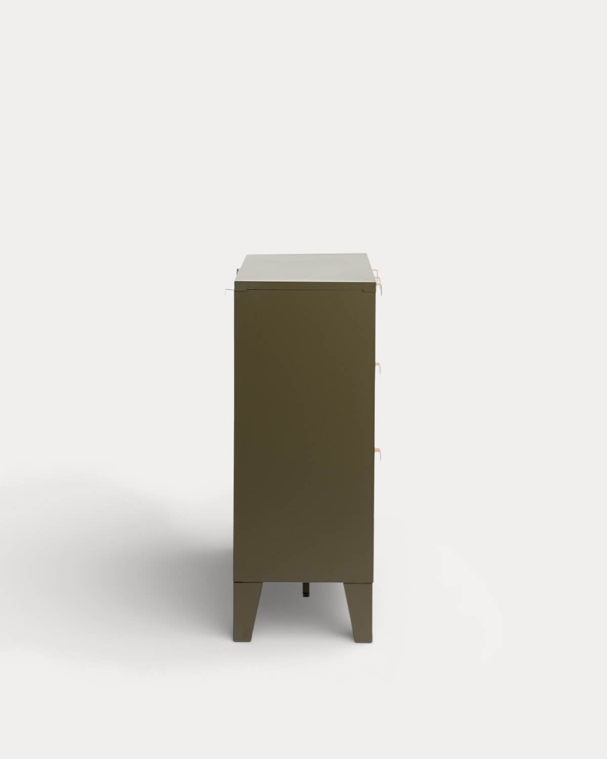Credenza Bassa con 2 Ante e 3 Cassetti 120x35 cm Acciaio Laminato e Vetro Andrius, immagine della galleria 6
