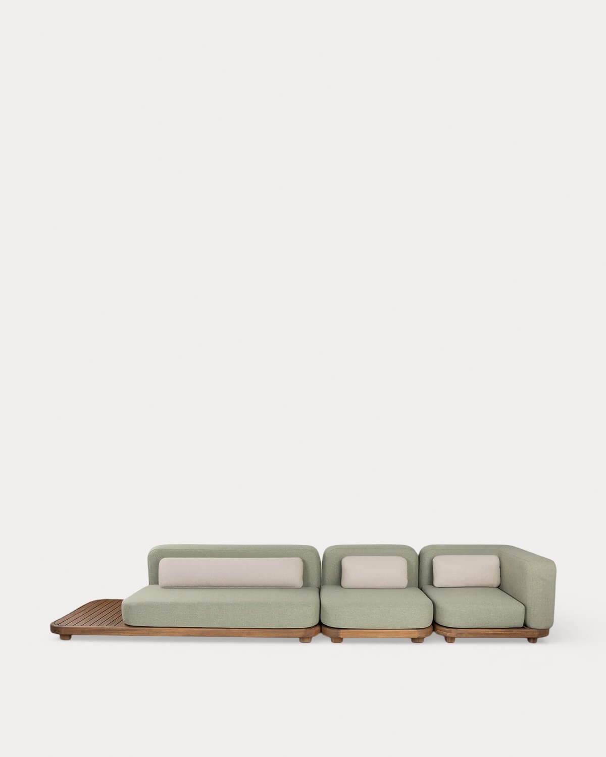 Set Divani da Giardino Modulari da 3 Pezzi Modulo Divano, Modulo Centrale e Modulo Angolare in Legno di Acacia e Tessuto Redik, immagine della galleria 3