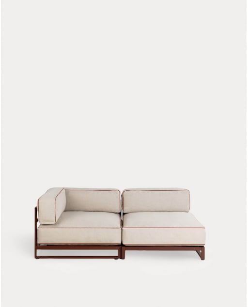 Divano da Giardino Modulare 2 Pezzi Modulo Angolare e Modulo Centrale Metallo e Tessuto Kristen - Beige Seashell