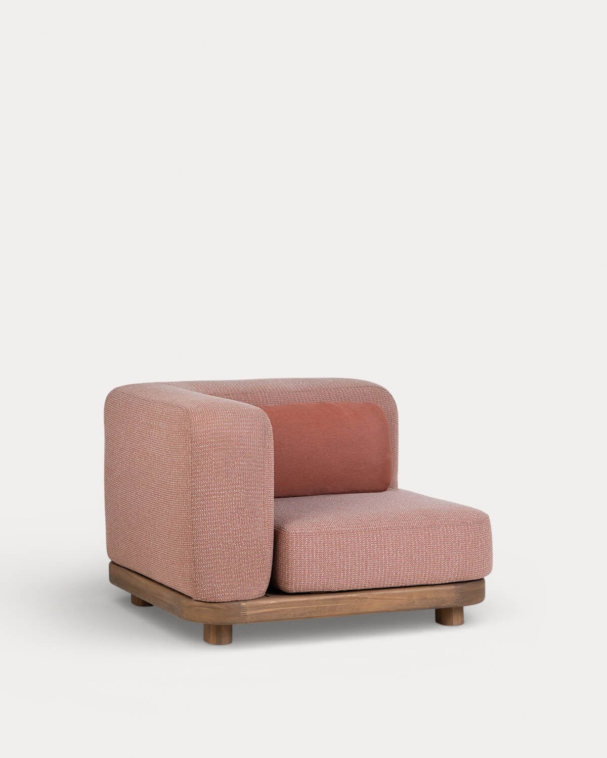 Set di Divani da Giardino Modulari da 3 Pezzi Modulo Divano, Centrale, Angolare con Pouf in Legno di Acacia e Tessuto Redik, immagine della galleria 5