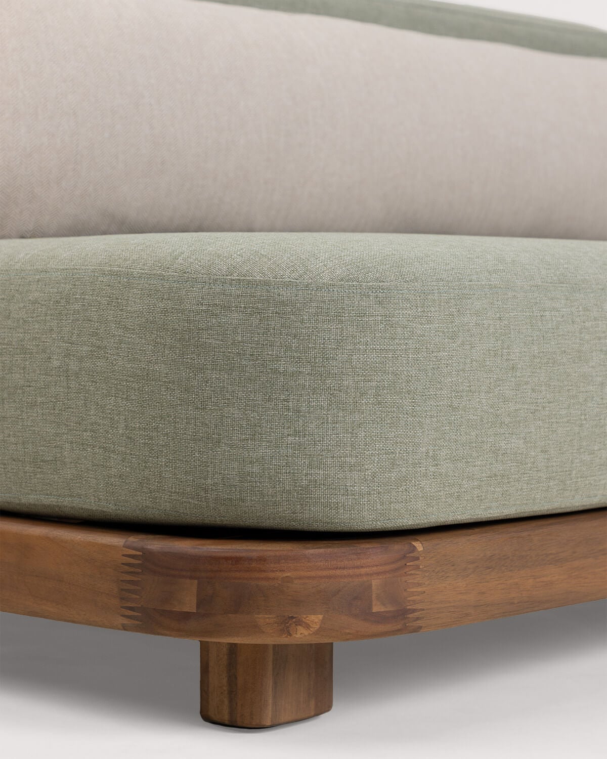 Set di Divani da Giardino Modulari da 3 Pezzi Modulo Divano, Centrale, Angolare con Pouf in Legno di Acacia e Tessuto Redik, immagine della galleria 10