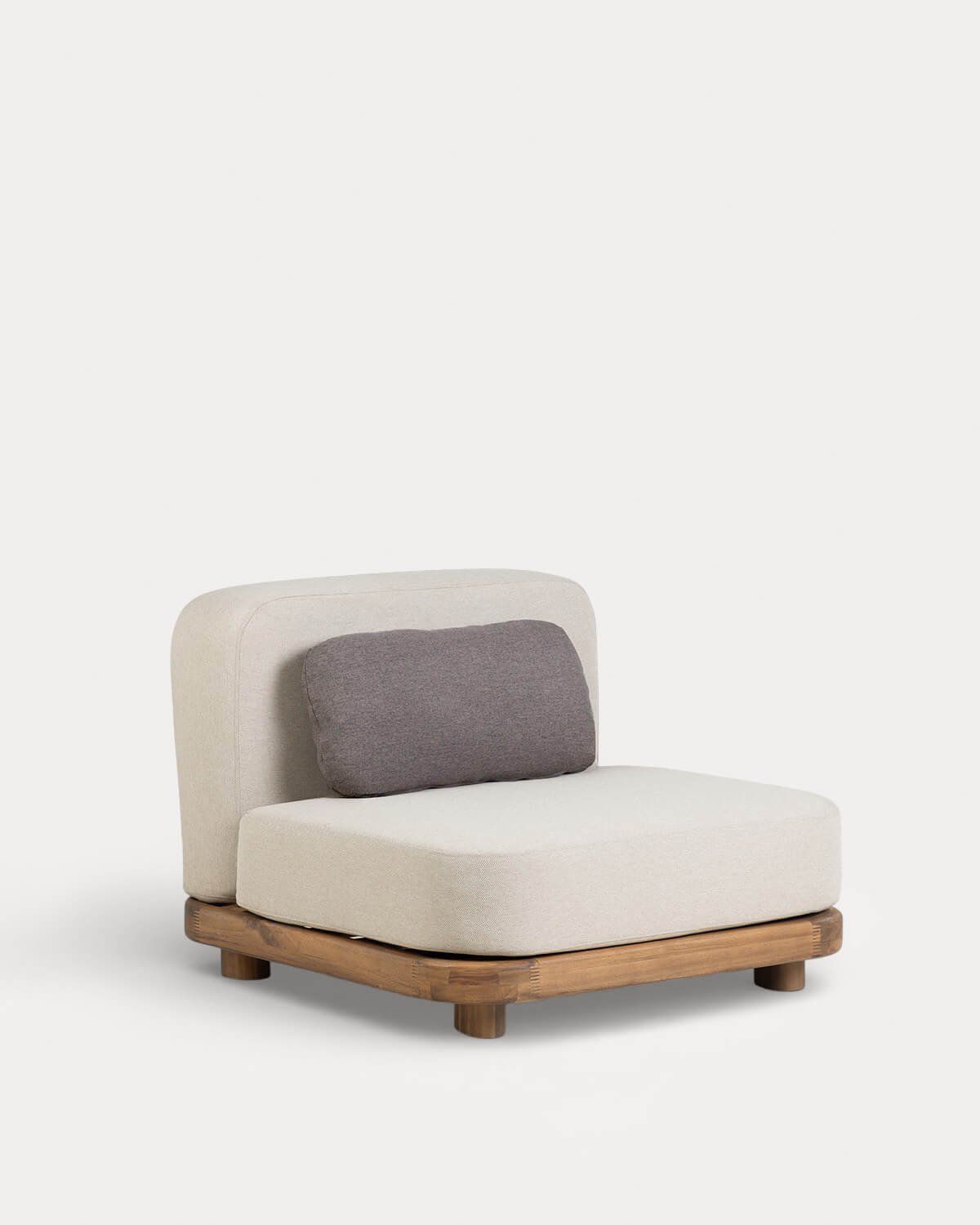 Set di Divani da Giardino Modulari da 2 Pezzi Modulo Divano e Modulo Centrale con Modulo Pouf in Legno di Acacia e Tessuto Redik, immagine della galleria 3