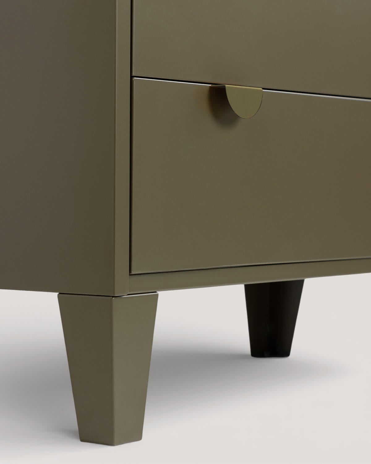 Credenza alta con 2 ante e 2 cassetti 180x80 cm acciaio laminato e vetro Andrius, immagine della galleria 7