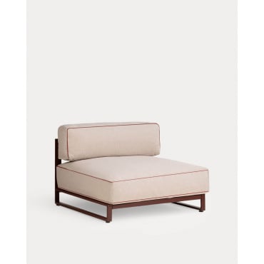 Divano Modulare in Metallo e Tessuto Modulo da Giardino Kristen Beige Seashell - The Masie