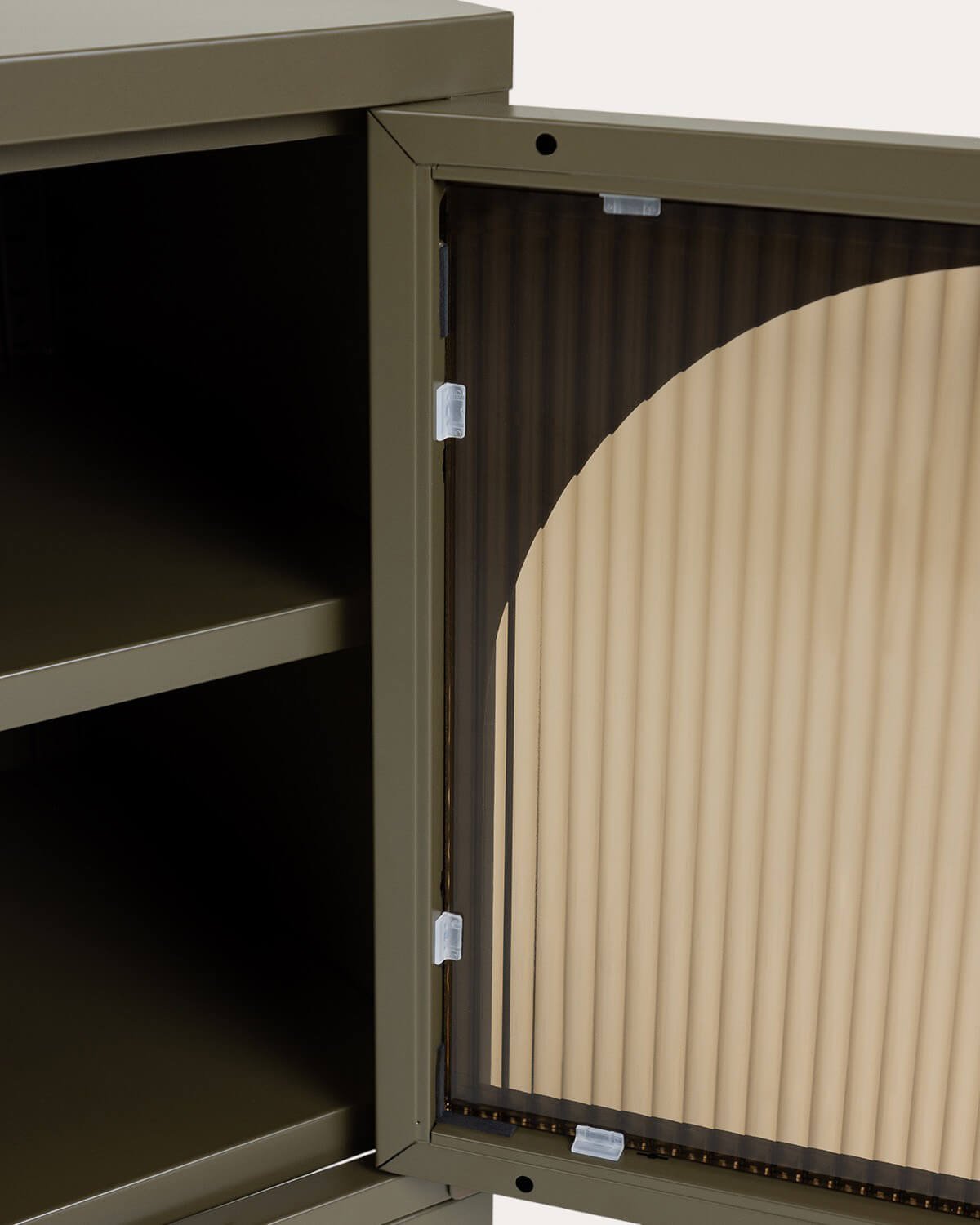 Pack 2 Comodini con Contenitore in Acciaio Laminato e Vetro (50x40 cm) Andrius, immagine della galleria 5