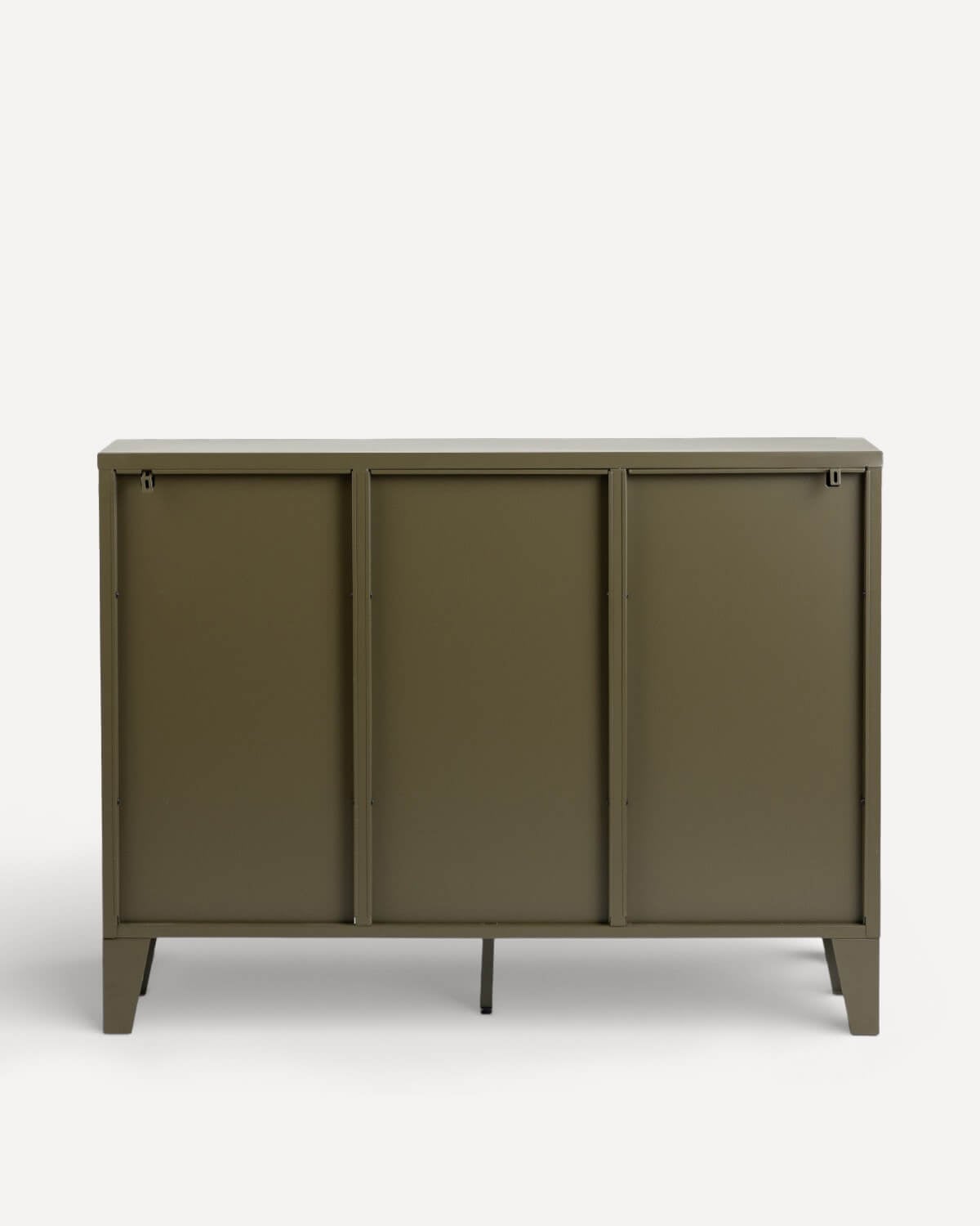 Credenza Bassa con 2 Ante e 3 Cassetti Acciaio Laminato e Vetro Andrius, immagine della galleria 7