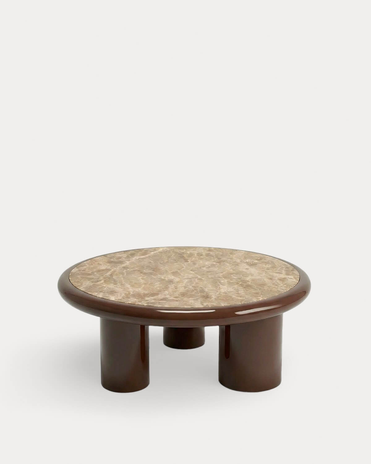 Tavolino Rotondo in Marmo e Legno (Ø90 cm) Hellie, immagine della galleria 1