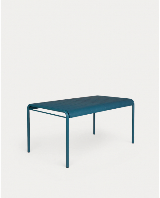 Tavolo da esterno rettangolare 155x90 cm in metallo e polipropilene Baztan - Blu Oceanic