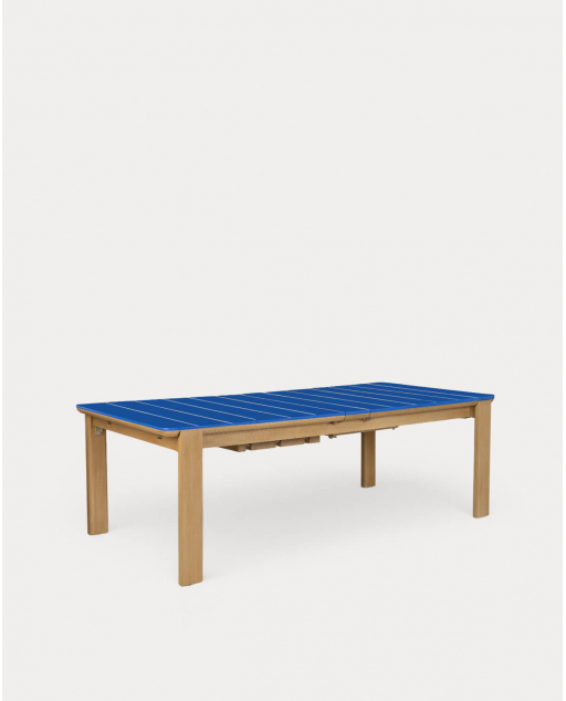 Tavolo da Esterno Rettangolare Allungabile in Cemento e Legno di Acacia (225-330x100 cm) Ubel - Blu Sapphire
