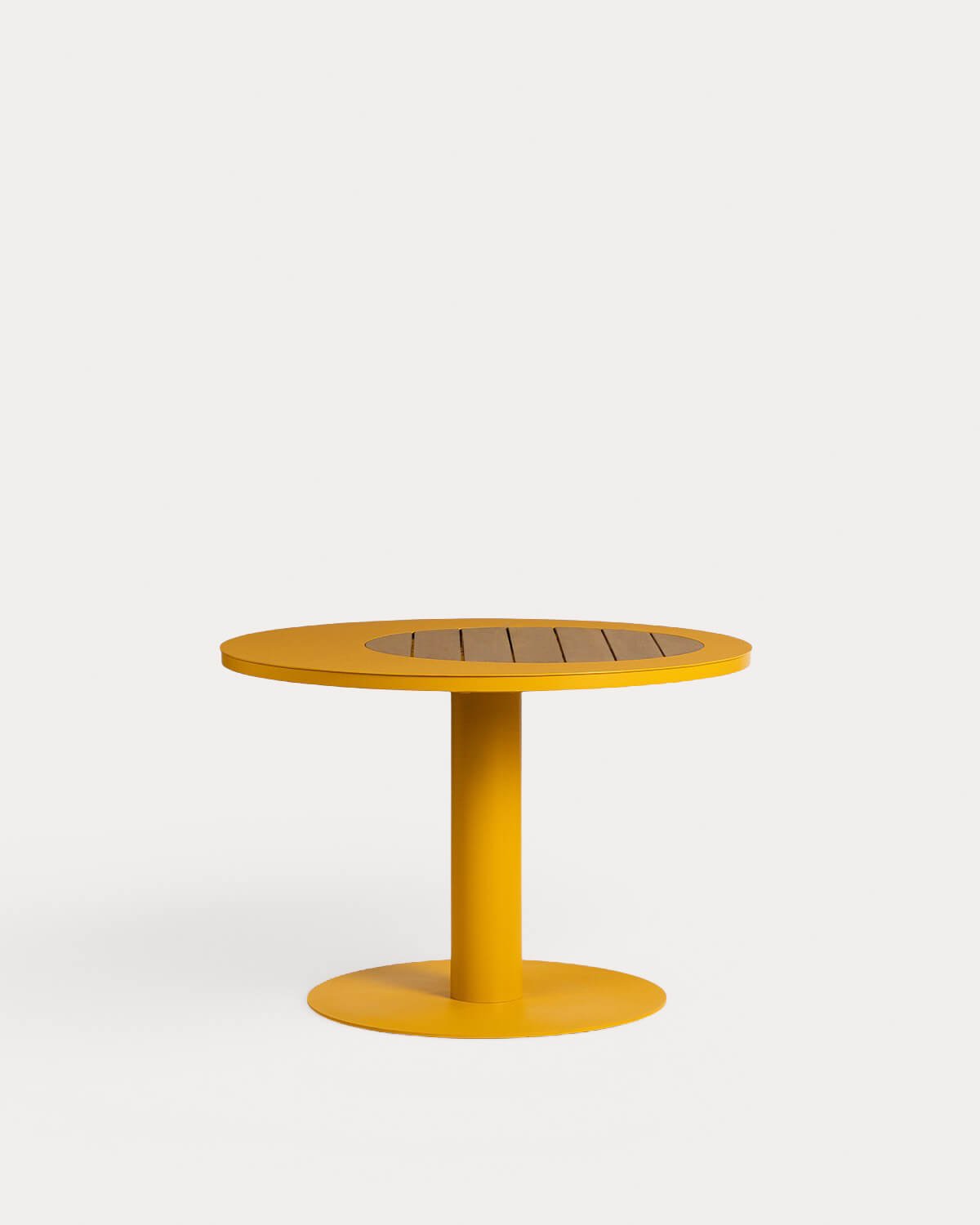 Tavolo da Esterno Rotondo in Metallo e Legno di Teak (Ø110 cm) Lirae, immagine della galleria 2