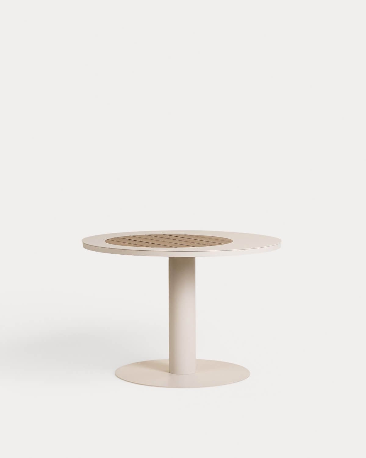 Tavolo da Esterno Rotondo in Metallo e Legno di Teak (Ø110 cm) Lirae, immagine della galleria 1