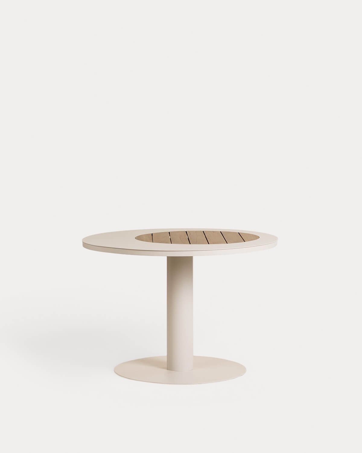 Tavolo da Pranzo Rotondo in Metallo e Legno di Teak (Ø110 cm) Lirae, immagine della galleria 2