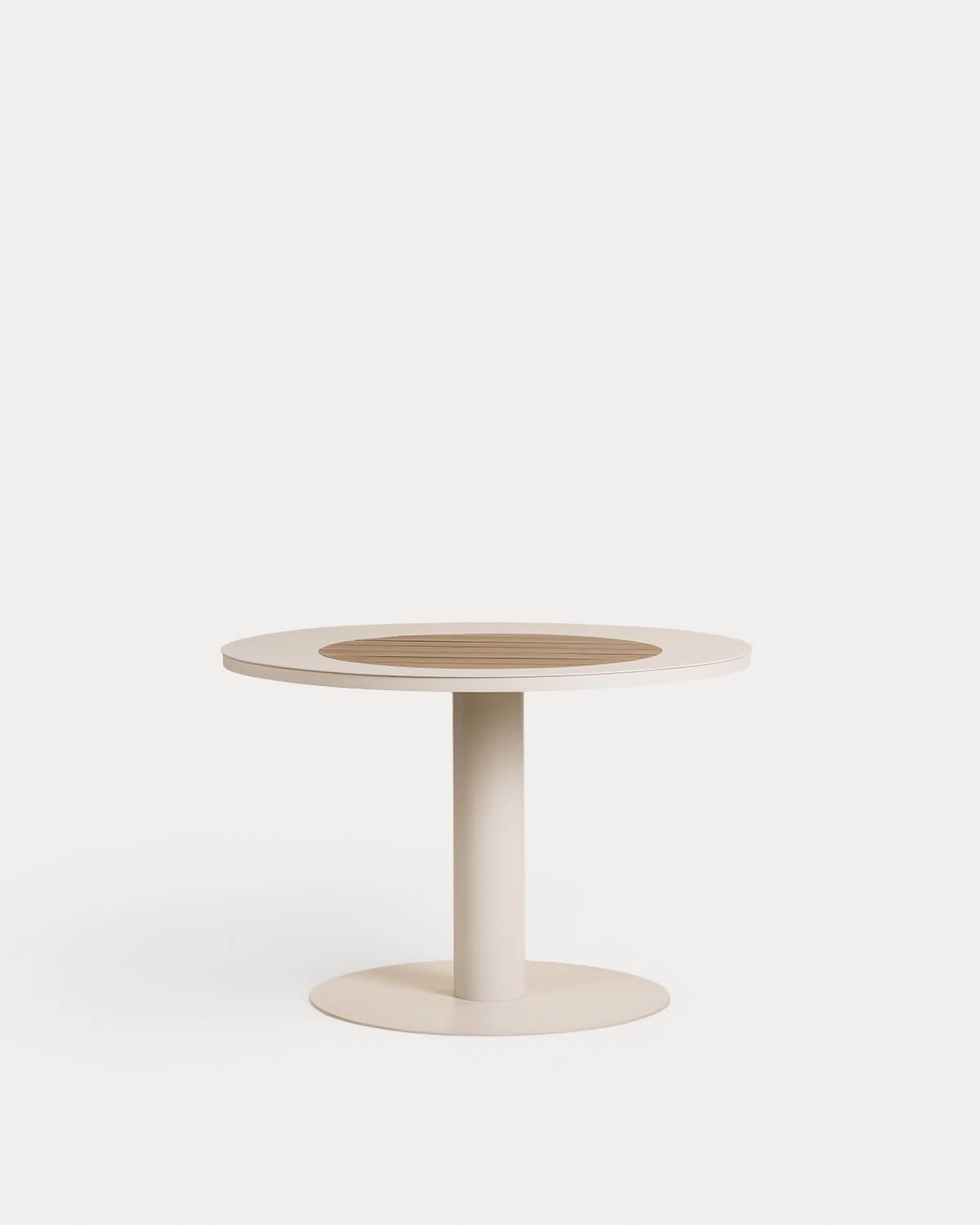 Tavolo da Pranzo Rotondo in Metallo e Legno di Teak (Ø110 cm) Lirae, immagine della galleria 3