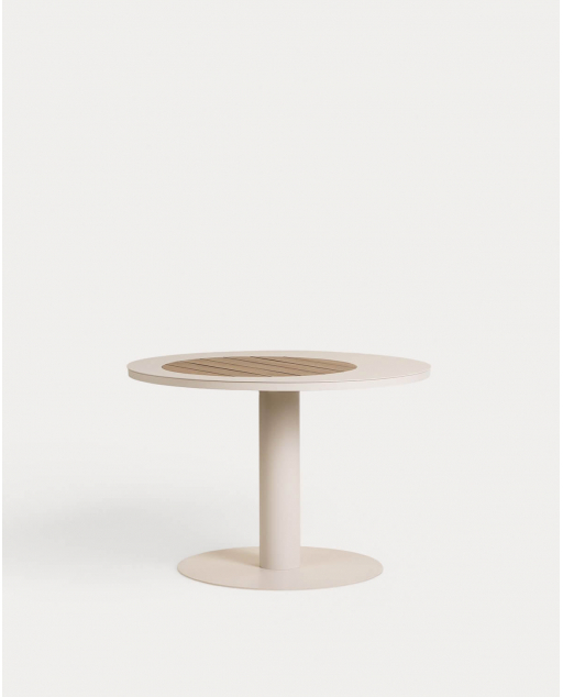 Tavolo da Pranzo Rotondo in Metallo e Legno di Teak (Ø110 cm) Lirae