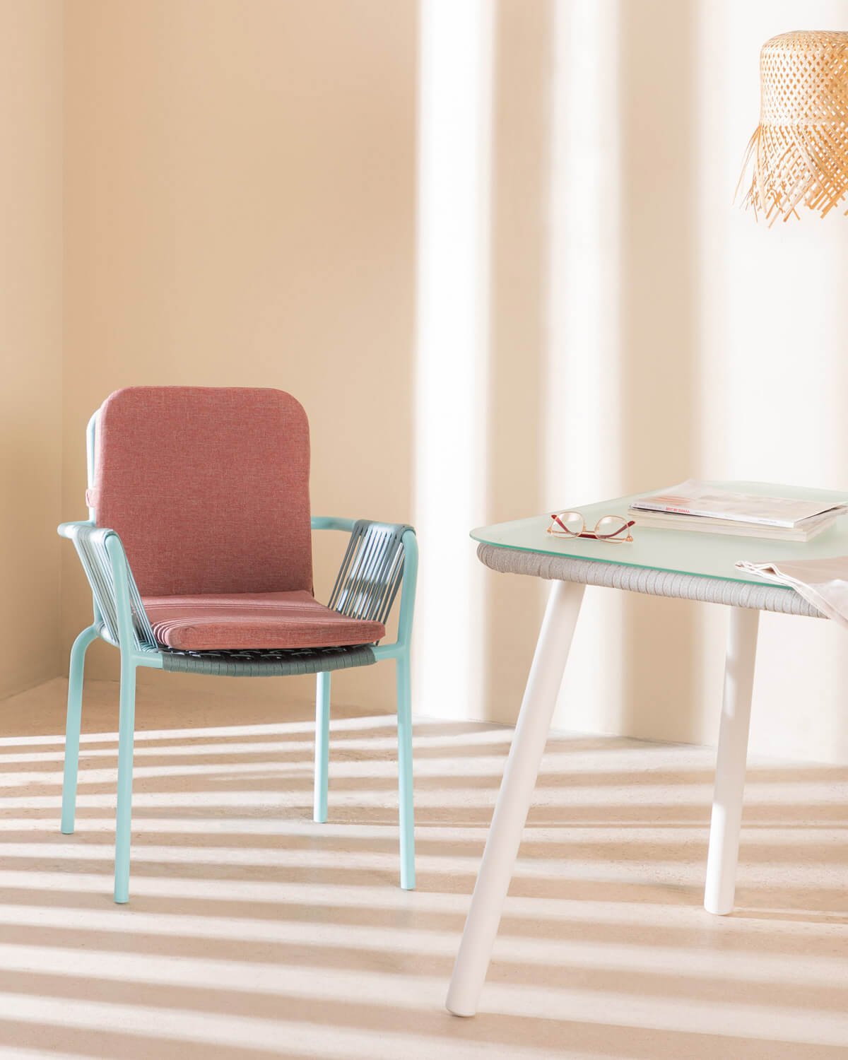 Pack 4 Sedie da Pranzo con Braccioli in Alluminio e Corda Drian, immagine della galleria 2