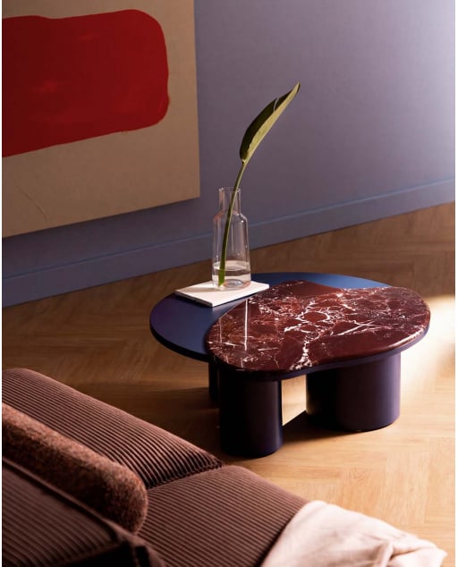 Tavolino da Caffè in Marmo e Legno (80x73 cm) Zenia