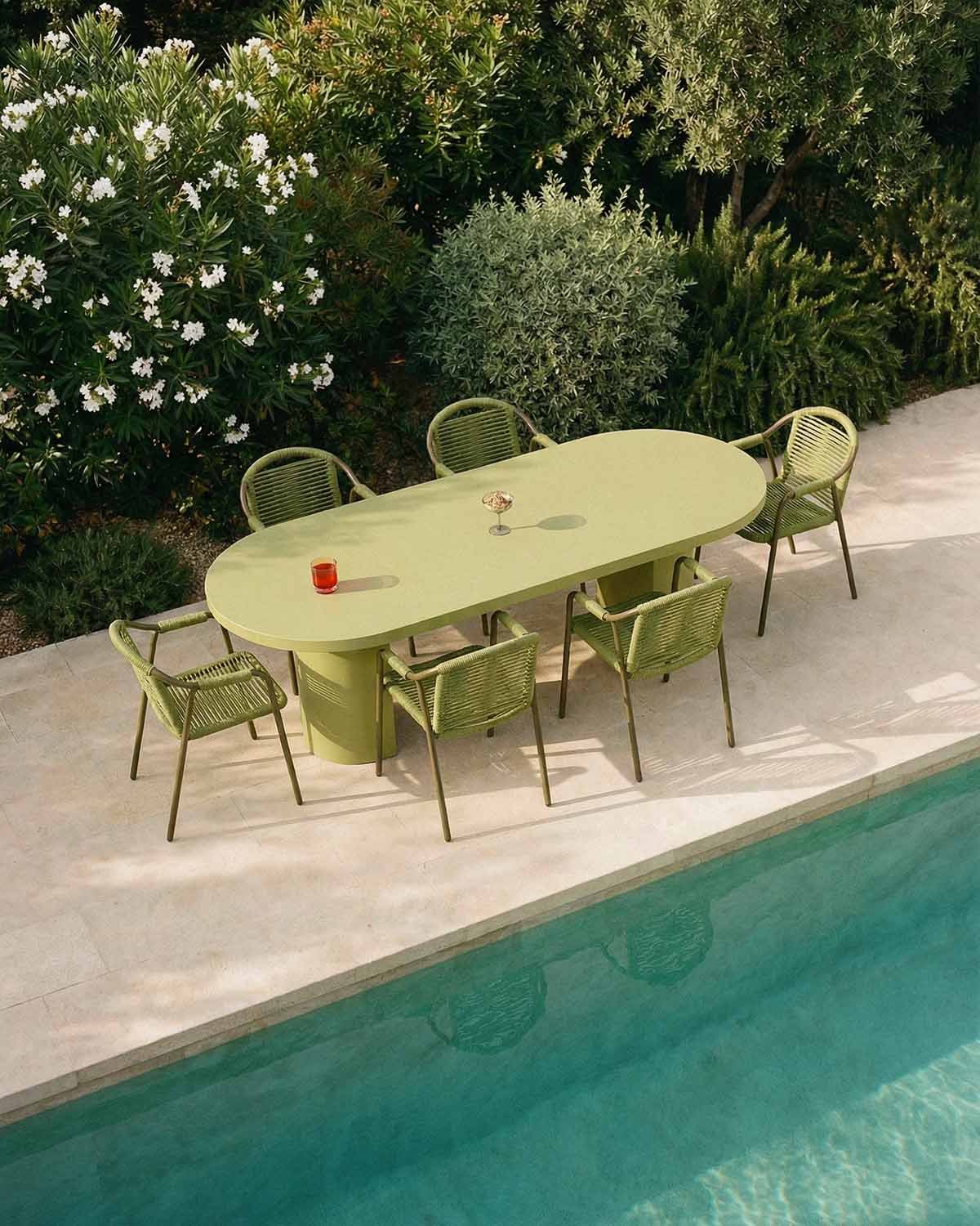 Tavolo Rotondo Estensibile in Alluminio per Esterni (Ø120-240x120 cm) Beca, immagine della galleria 2