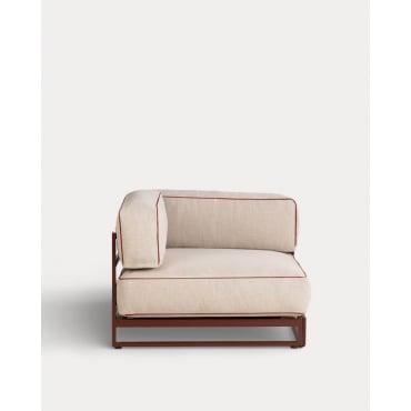 Modulo Angolare da Giardino in Metallo e Tessuto per Divano Modulare Kristen Beige Seashell - The Masie