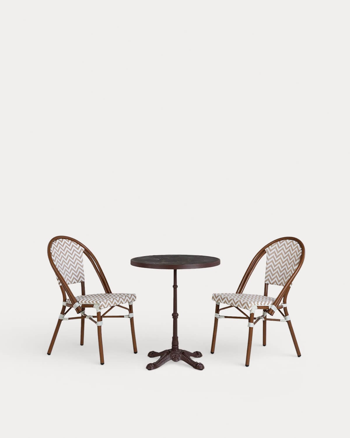 Set da Pranzo con Tavolo Rotondo (Ø60 cm) e 2 Sedie in Metallo e Rattan sintetico Yona Bistro, immagine della galleria 1