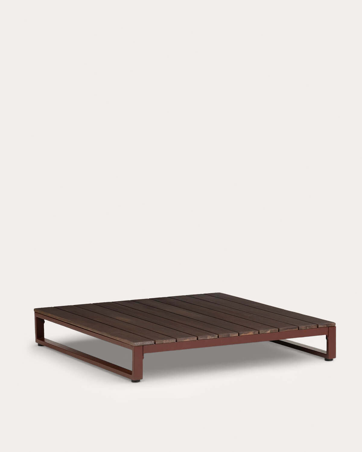 Set da giardino con 2 moduli angolari, modulo pouf e tavolino in metallo e tessuto Kristen, immagine della galleria 5