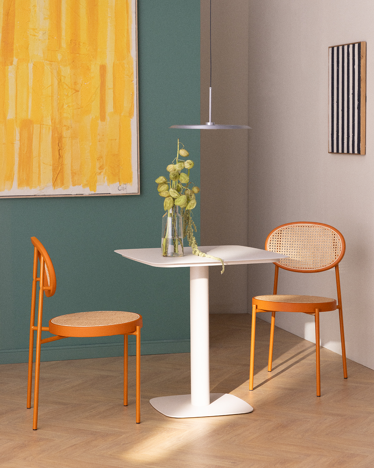 Tavolo da pranzo quadrato 70x70 cm in metallo Zoilo, immagine della galleria 2
