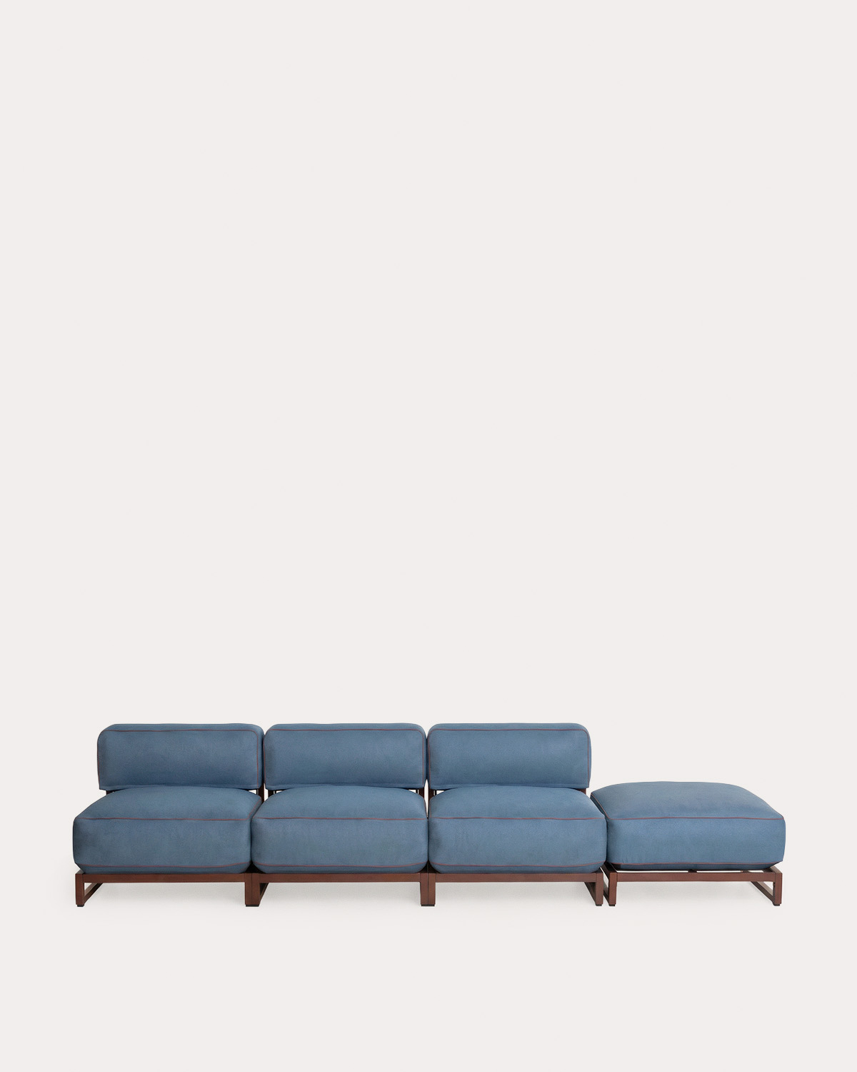 Divano da Giardino Modulare a 3 Pezzi con Modulo Centrale Modulo Pouf in Metallo e Tessuto Kristen