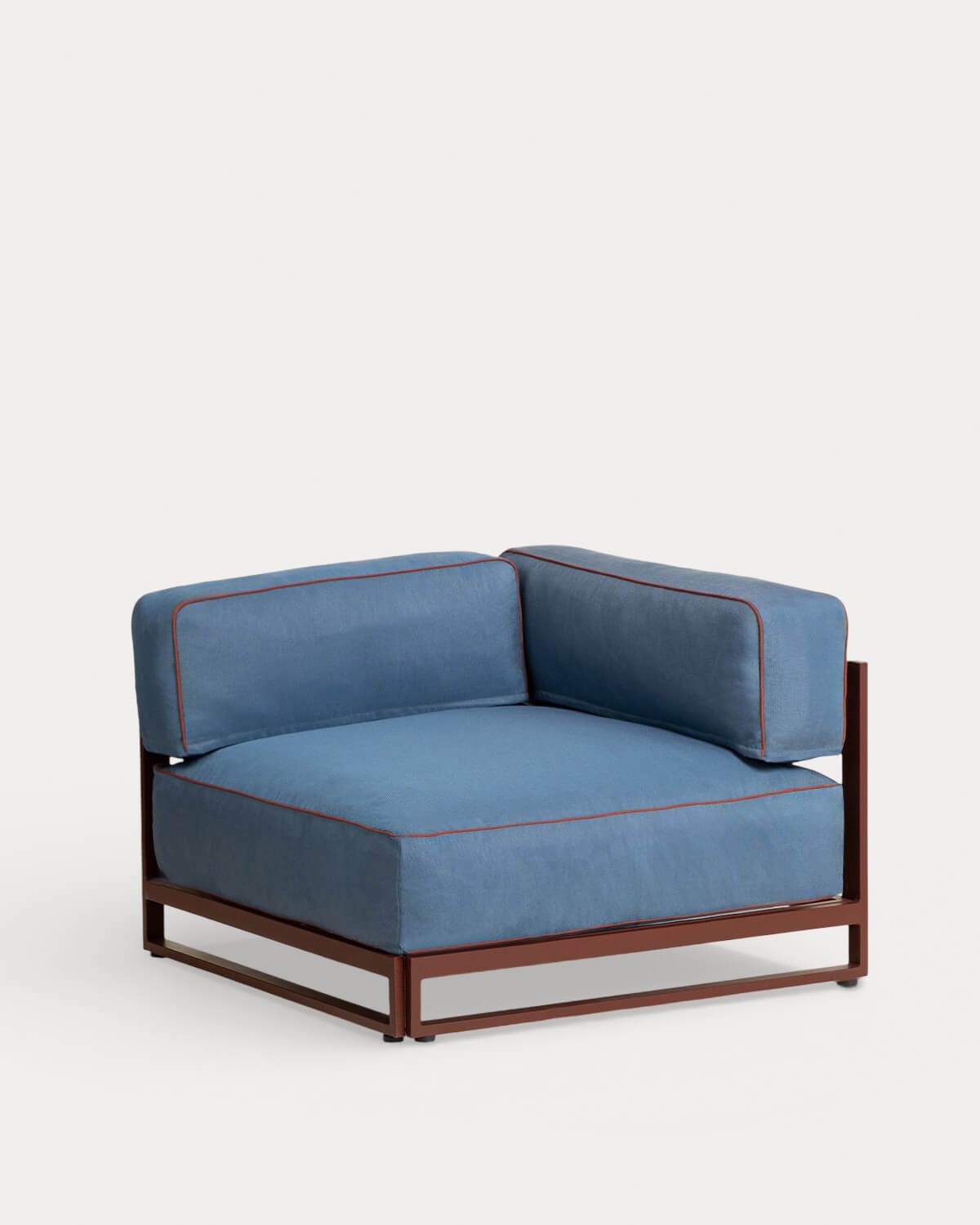 Divano da Giardino Modulare a 3 Pezzi Modulo Angolare e Modulo Centrale con Pouf in Metallo e Tessuto Kristen, immagine della galleria 2