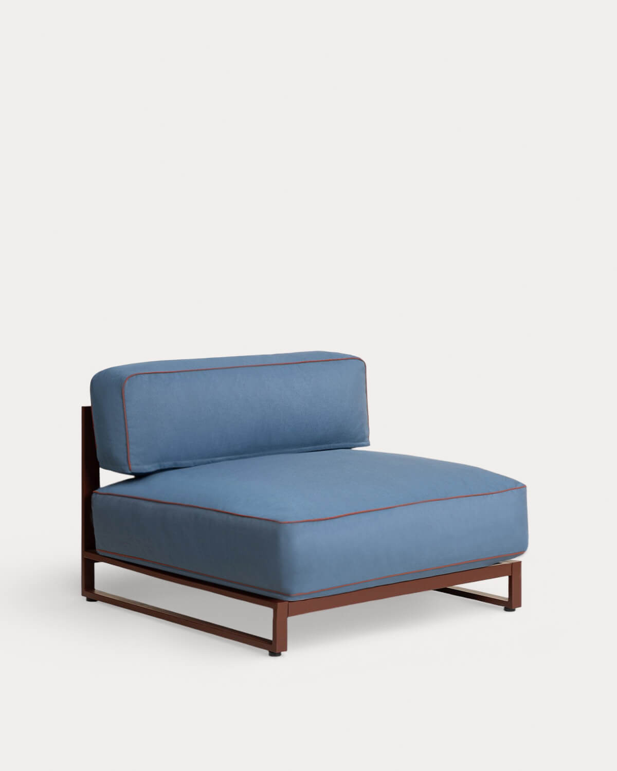 Divano da Giardino Modulare a 3 Pezzi con 2 Moduli Angolari e Modulo Centrale con Pouf in Metallo e Tessuto Kristen, immagine della galleria 5
